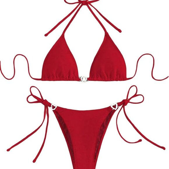 NEW Sparkling Bling Crystal Rhinestone Heart Bikini Swimsuit Beachwear +… - Picture 8 of 9